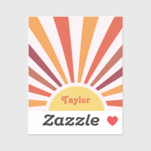Retro Sunset Sun Rays Personalised Name