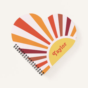 Retro Sunset Sun Rays Personalised Name Notebook