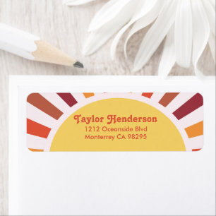 Retro Sunset Sun Rays Personalized Name Return Address Label