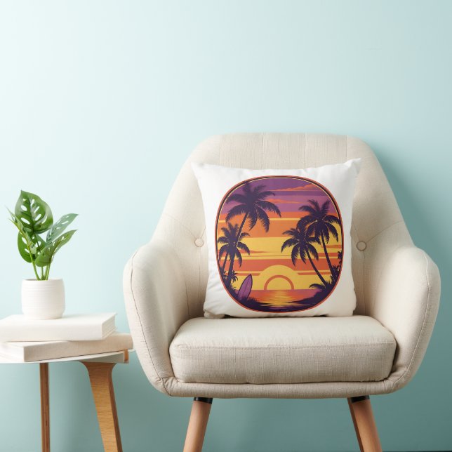 Retro Sunset & Surf Vibes Cushion (Chair)