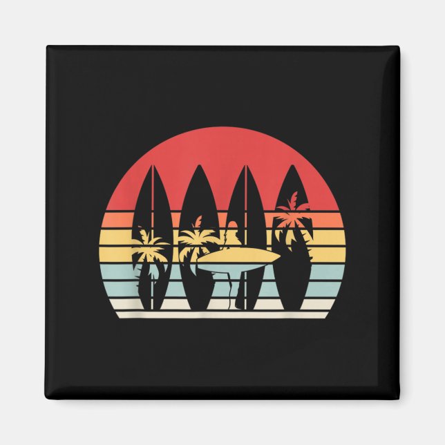 Retro Sunset Surfboard Surfing Beach Vacation Magnet (Front)