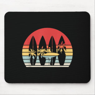 Retro Sunset Surfboard Surfing Beach Vacation Mouse Pad