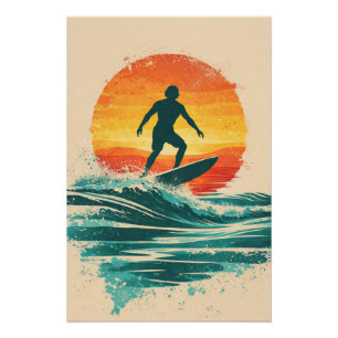 Retro Sunset Surfer – Vintage Surf Art Poster