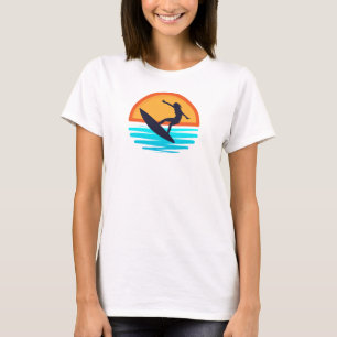 Retro Sunset Surfing _ Vintage Beach Vibes T-Shirt