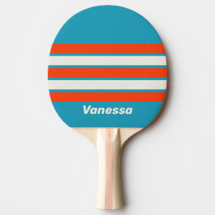 Retro Sunset Tide Rush Across Striping with Name Ping Pong Paddle