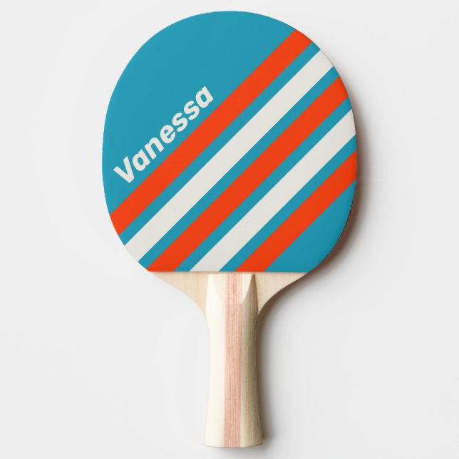 Retro Sunset Tide Rush Angled Striping with Name Ping Pong Paddle (Front)