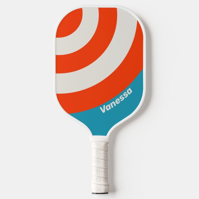 Retro Sunset Tide Rush Circle Stripe with Name Pickleball Paddle (Front)