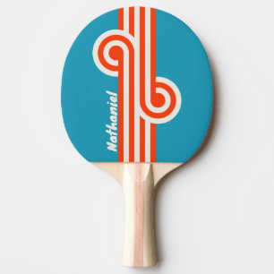 Retro Sunset Tide Rush Loop with Name Ping Pong Paddle