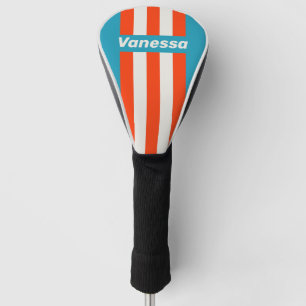 Retro Sunset Tide Rush Pin Stripes with Name Golf Head Cover