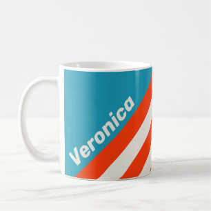 Retro Sunset Tide Rush Stripes with Name Coffee Mug