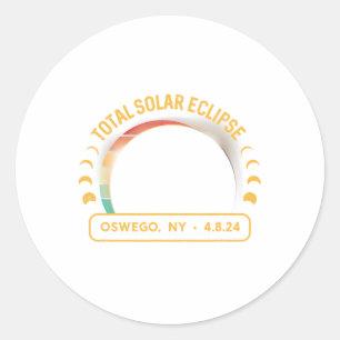 Retro Sunset Total Solar Eclipse Oswego New York Classic Round Sticker