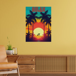 Retro Sunset Tropical 80s Style Poster