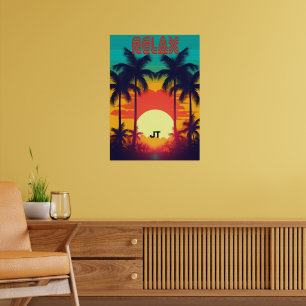 Retro Sunset Tropical 80s Style Poster