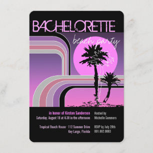 Retro Sunset Tropical Palm Tree Bachelorette Party Invitation