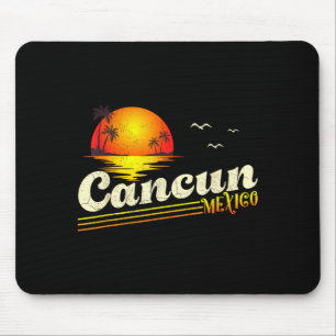 Retro Sunset Tropical Summer Vacation Cancun Beach Mouse Pad