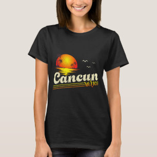 Retro Sunset Tropical Summer Vacation Cancun Beach T-Shirt
