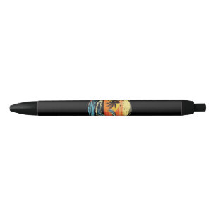 Retro Sunset Tropical Vintage Beach Palm Tree for Black Ink Pen