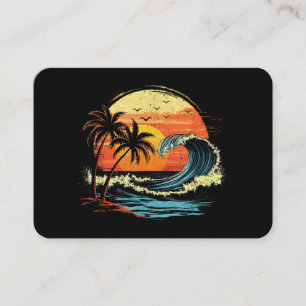 Retro Sunset Tropical Vintage Beach Palm Tree for Business Card