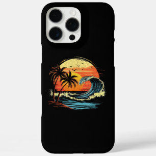 Retro Sunset Tropical Vintage Beach Palm Tree for iPhone 16 Pro Max Case