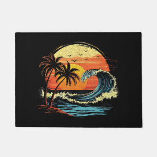 Retro Sunset Tropical Vintage Beach Palm Tree for  Doormat