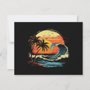 Retro Sunset Tropical Vintage Beach Palm Tree for Save The Date