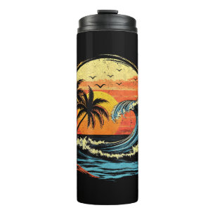 Retro Sunset Tropical Vintage Beach Palm Tree for Thermal Tumbler