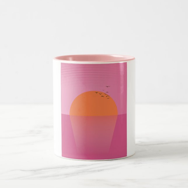 Retro Sunset Two-Tone Coffee Mug (Center)
