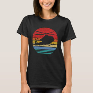 Retro Sunset UH 1 Huey Helicopter Silhouette Vinta T-Shirt