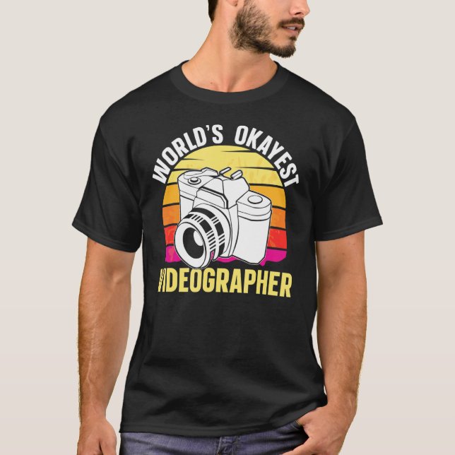 Retro Sunset Videography  World Okayest Videograph T-Shirt (Front)