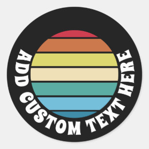 Retro Sunset Vintage 70s Vibe - Custom Name Classic Round Sticker