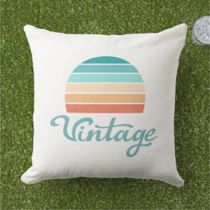 Retro Sunset+Vintage Script Distressed Cushion