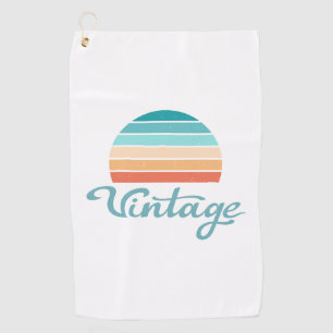 Retro Sunset+Vintage Script Distressed Golf Towel