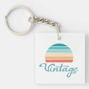 Retro Sunset+Vintage Script Distressed Key Ring