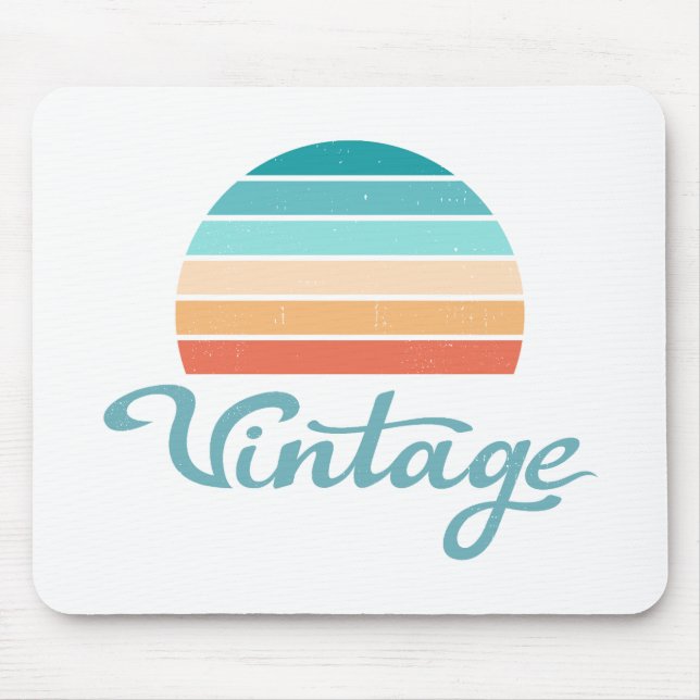 Retro Sunset+Vintage Script Distressed Mouse Pad (Front)