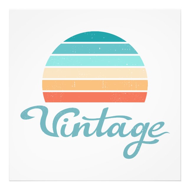 Retro Sunset+Vintage Script Distressed Photo Print (Front)
