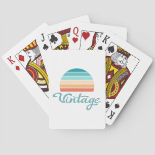 Retro Sunset+Vintage Script Distressed Playing Cards