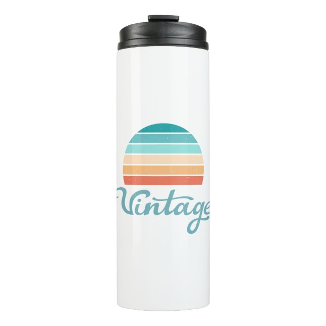 Retro Sunset+Vintage Script Distressed Thermal Tumbler (Front)