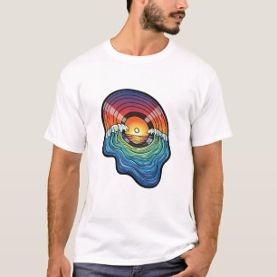 Retro Sunset Wave Vinyl Aesthetic T-Shirt