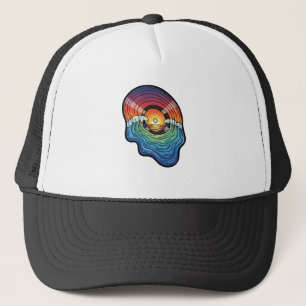 Retro Sunset Wave Vinyl Aesthetic Trucker Hat