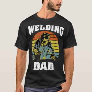 Retro Sunset Welding Dad Funny Welder Dad T-Shirt