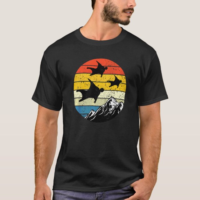 Retro Sunset Wingsuit Base Jumping T-Shirt (Front)