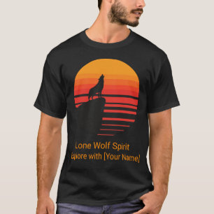 Retro Sunset Wolf Howling Personalised T-Shirt