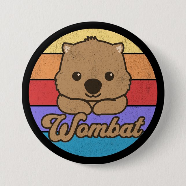 Retro Sunset Wombat 7.5 Cm Round Badge (Front)