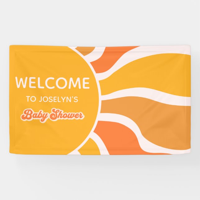 Retro Sunshine 60s Groovy Baby Shower Welcome Banner (Horizontal)