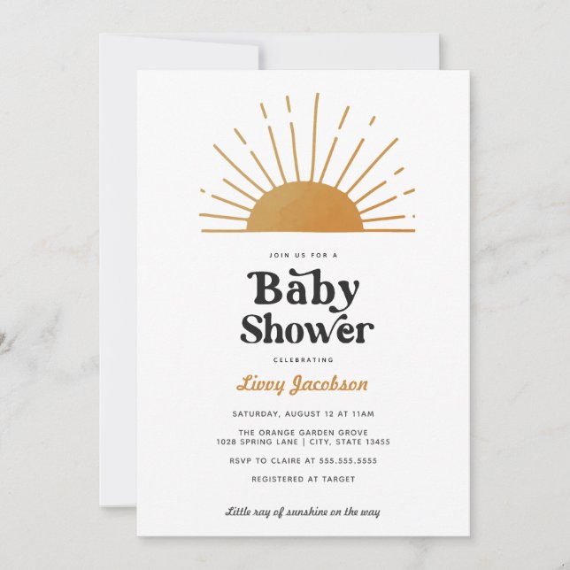 Retro Sunshine Baby Shower Invitation (Front)