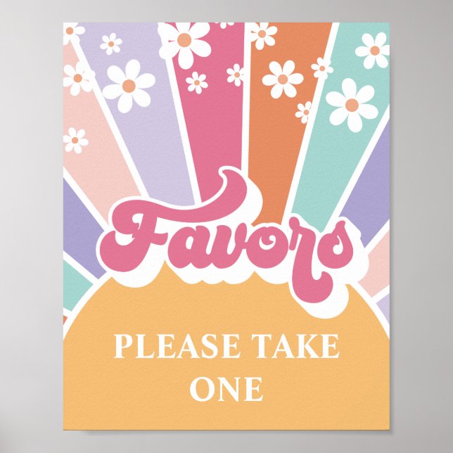 Retro Sunshine Birthday Favours Poster (Front)
