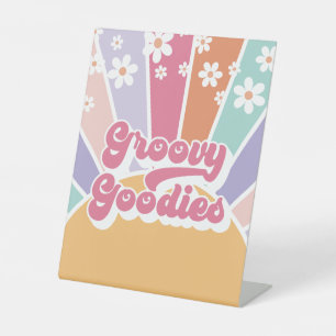 Retro Sunshine Birthday Groovy  Goodies Favour Pedestal Sign