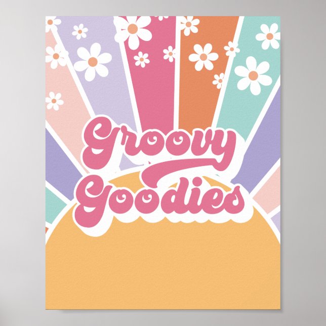 Retro Sunshine Birthday Groovy  Goodies Favour Poster (Front)