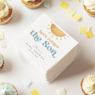 Retro Sunshine Boy Baby Shower Invitation Napkin