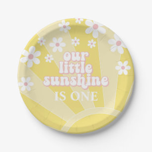 Retro Sunshine Daisy boho birthday Paper Plate